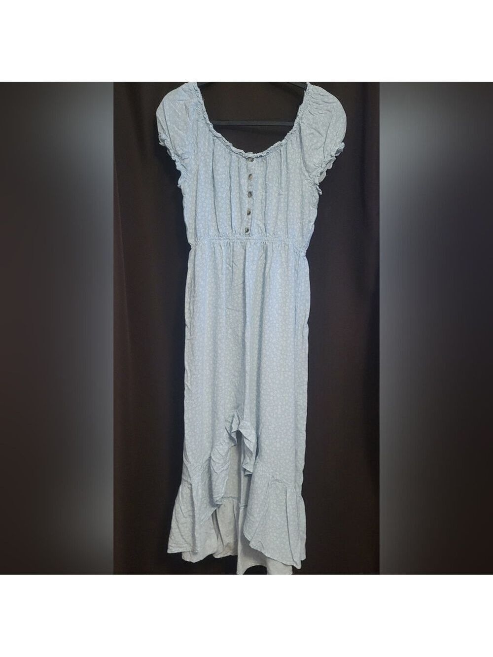 No Comment Size L Light Blue Ruffled Women's Dress